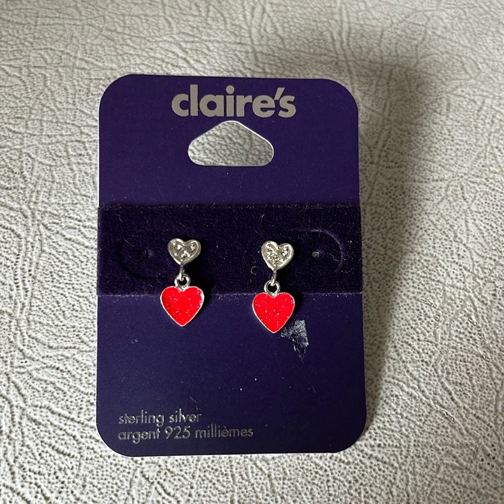 Claire’s sterling silver heart earrings